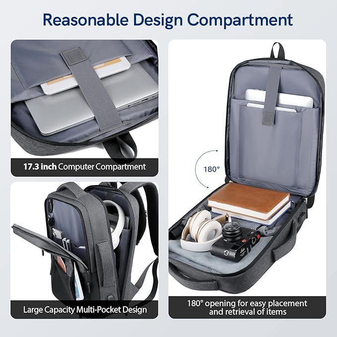 VGOAL Travel Laptop Backpack, Laptop Bookbag College Backpack Durable Water Proof with USB Charging Port for Men Women (KT0107W-G)