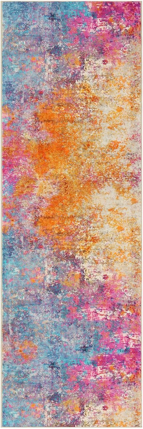 Lahome Modern Abstract Runner Rug - 2x7 Colorful Rug Runners for Hallways Non Slip Laundry Room Rug Washable Carpet Runner, Rainbow Soft Non Skid Indoor Runner for Bedroom Kitchen Bathroom