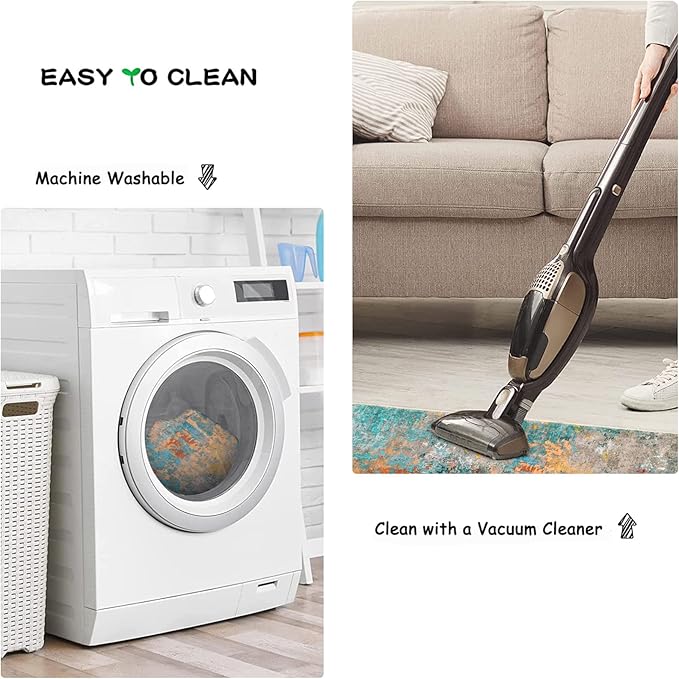 Lahome Modern Abstract Runner Rug - 2x6 Washable Hallway Rug Runner Soft Colorful Bedoom Carpet, Non-Slip Low Pile Contemporary Accent Mats for Kitchen Nursery Laundry Room