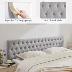 Kingfun Cal King Size Headboard only, Modern Button Tufted Upholstered Headboards, Premium Linen Fabric Headboard with Wooden Legs, Adjustable Solid Wood Head Board, Grey