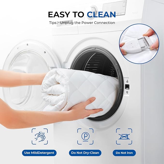 Heated Mattress Pad Full Size Quilted Heating Electric Bed Warmer Luxury Comfort Heat Mattress Pad Cover Single Controller（10 Heat Setting | 1-12 Hours Auto Shut Off | with 8-21 Inch Deep Pocket）