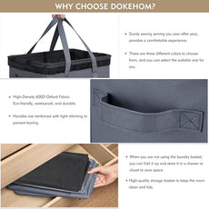 DOKEHOM 90L X-Large Laundry Basket with Removable Wash Bag on Wheels, Collapsible Rolling Laundry Hamper, Foldable Clothes Organizer, Folding Washing Bin (Grey)