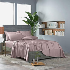 Pure Bamboo Queen Sheets, Genuine 100% Organic Viscose Derived from Bamboo Bed Sheet Set, Luxuriously Soft & Cooling, Double Stitching, 2 Year Quality Promise (Queen, Dusty Pink)