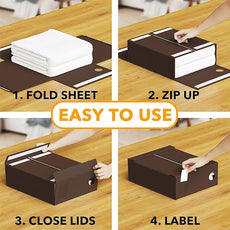 SpaceAid 9 Pack Bed Sheet Organizers and Storage, Foldable Sheet Organizer with Window for Linen Closet, Set Folder Keeper for Queen & King Size Bedding Storage (Brown)