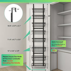 12 Inch Wide Narrow Over The Door Pantry Organizer, Pantry Organization and Storage, Black 8-Tier Metal Hanging Deep Basket Wall Spice Rack Seasoning Shelves, Home & Kitchen Essentials