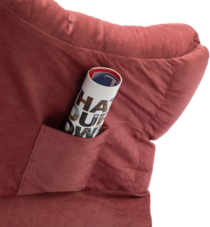 HollyHOME Lazy Chair with Armrest and Side Pocket, Comfy Accent Lounge Chair,Leisure Sofa Armchair for Living Room, Bedroom, Dorm, or Small Spaces, Oversized Reading Sofa Chair, Textured Brick Red