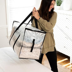 ClearSpace Heavy Duty Moving Bags or Storage Bags – Clear Storage Bins with Lids, Large Moving Boxes with Backpack Straps & Zippers,– Packing Box & Moving Supplies for College Dorm, 5 Pack