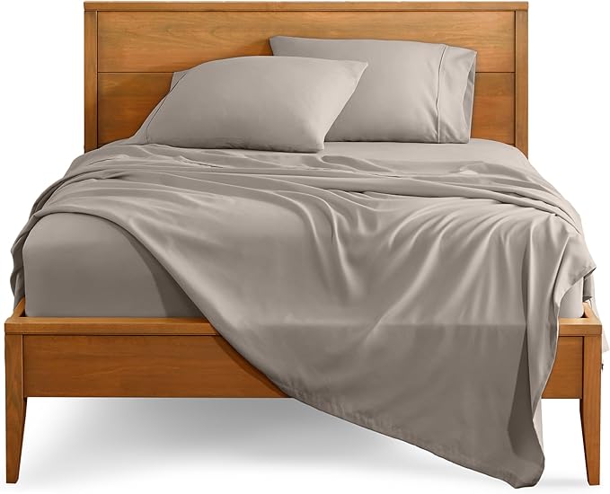 Bare Home Queen Sheet Set - Luxury 1800 Ultra-Soft Microfiber Bed Sheets - Double Brushed - Deep Pockets - Easy Fit - 4 Piece Set - Bedding Sheets & Pillowcases (Queen, Khaki) BareHome