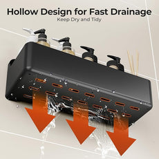 Orimade Shower Caddy 5-Pack, No-Drill Adhesive Shelves for Bathroom, Rustproof ABS Storage Organizer Set, Black