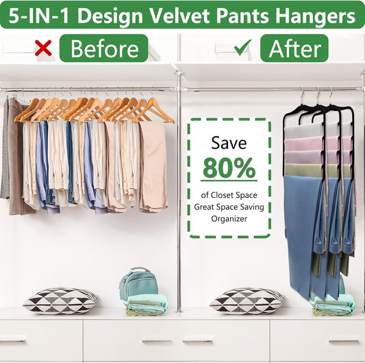 Closet Organizers and Storage,3 Pack Organization and Storage Pants-Hangers-Space-Saving,Velvet Hanger for Dorm Room for College Students Girls Boys Guys Hanging Jean Scarf Dormly