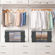 Large Storage Bags, 2 Pack Clothes Storage Bins Foldable Closet Organizers Storage Containers with Durable Handles Thick Fabric for Blanket Comforter Clothing Bedding 90 L