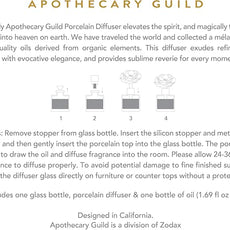 Zodax Apothecary Guild Blush Porcelain Oil Diffuser - Home Fragrance Diffuser Ideal for Living Room, Bathroom, Office - Makes a Great Gift - Porcelain Flower Design - Fig Vetiver - 1.69 Oz.