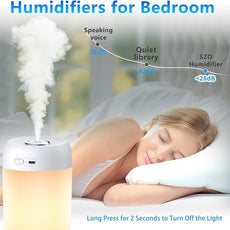 SZO Night Lights Humidifiers For Bedroom, USB Rechargeable, LED Lights For Bedroom,4 Mode Portable Night Lights Humidifier Fit For Various Scenarios,<28dB, Auto Shut-off, Ideal For Home Travel Plants