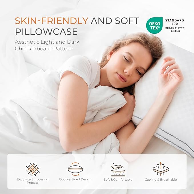 SweetNight Bed Pillows King Size Set of 2, Fluffy Luxury Hotel Collection Gusseted Large Pillows for Neck and Shoulder, Side Back Stomach Sleeper Pillow, Cozy Night 18"X34"