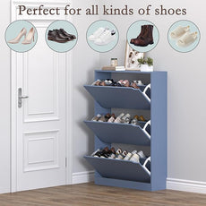 Shoe Cabinet with 3 Flip Drawers, Hidden Wood Shoe Cabinet,Freestanding Shoe Storage Cabinet for Entryway Hallway. 47.2