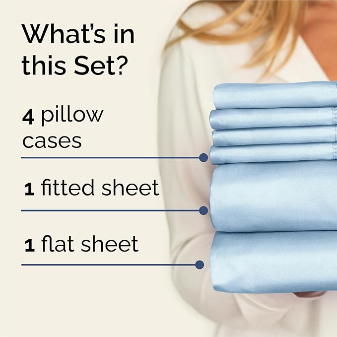 King 6 Piece Sheet Set - Cooling & Breathable Bed Sheets - Hotel Luxury Bed Sheets for Women, Men, Kids & Teens - Bedding with Deep Pockets & Easy Fit - Soft and Wrinkle Free - King Light Blue Sheets