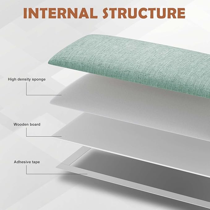 IFNOW Upholstered Wall Mounted Headboard, 3D Soundproof Wall Panels Peel and Stick for King Size, Reusable and Removable Tufted Bed Headboard in Grass Green (12 Panels, 10" x 24")