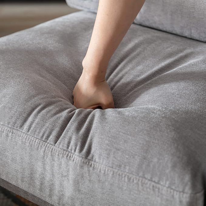 Mid-Century Accent Chair Set of 2, Soft Armchair Chenille Fabric Lounge Chair with Black Metal Legs, Upholstered Leisure Chair for Living Room Bedroom Reception Room, Grey