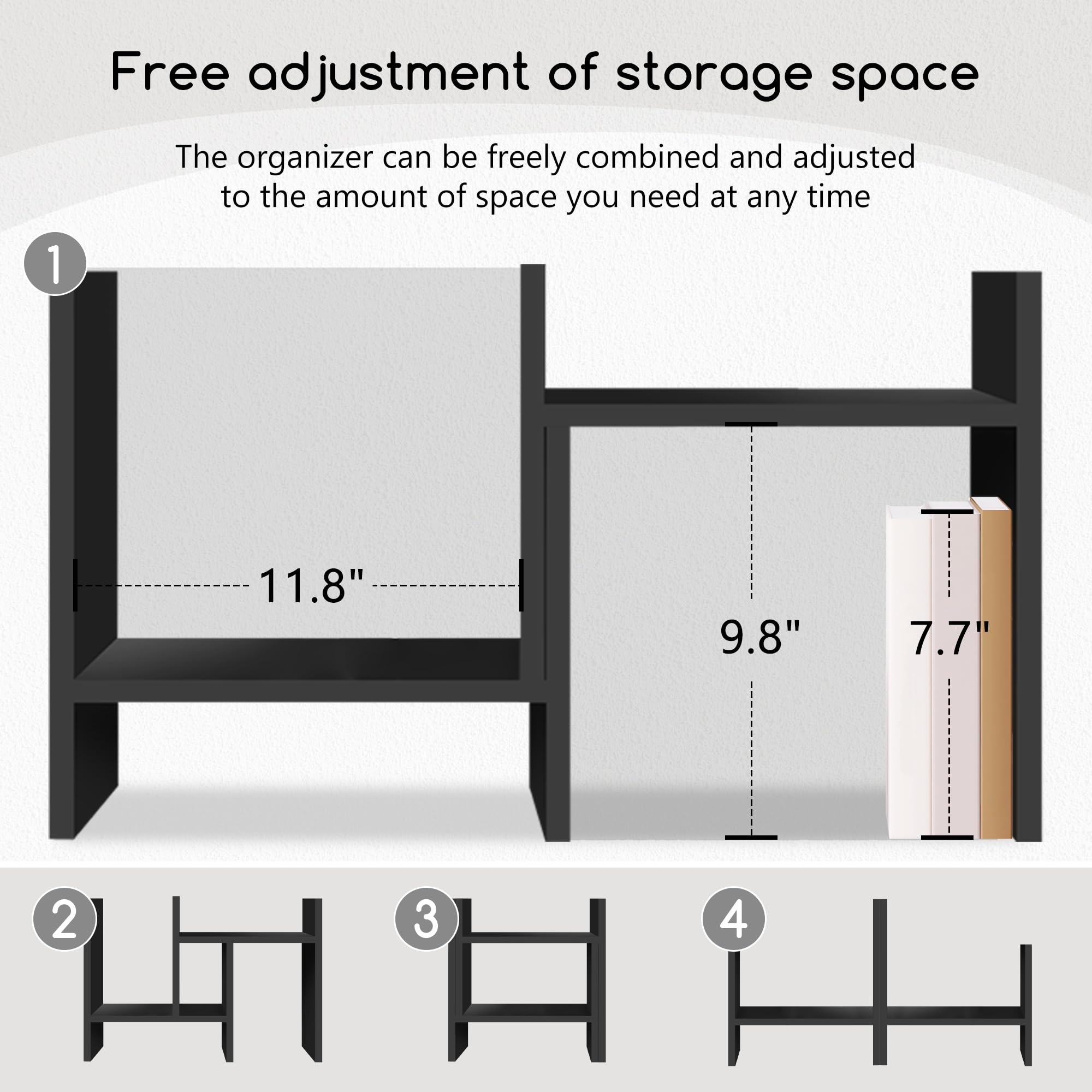 Jerry & Maggie Desktop Organizer Office Storage Rack Adjustable Wood Display Shelf Free Style Double H, Multi-Functional Mini Bookshelf for Desk Natural Stand (Violet) Dormly