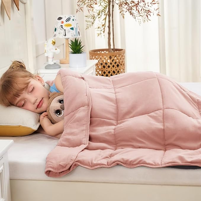 yescool Pink Weighted Blanket 5 Pounds Cooling Weighted Lap Blanket, Heavy Blanket for Sleeping, Weighted Throw Blanket Gift for 40-60lbs, 40"x60"