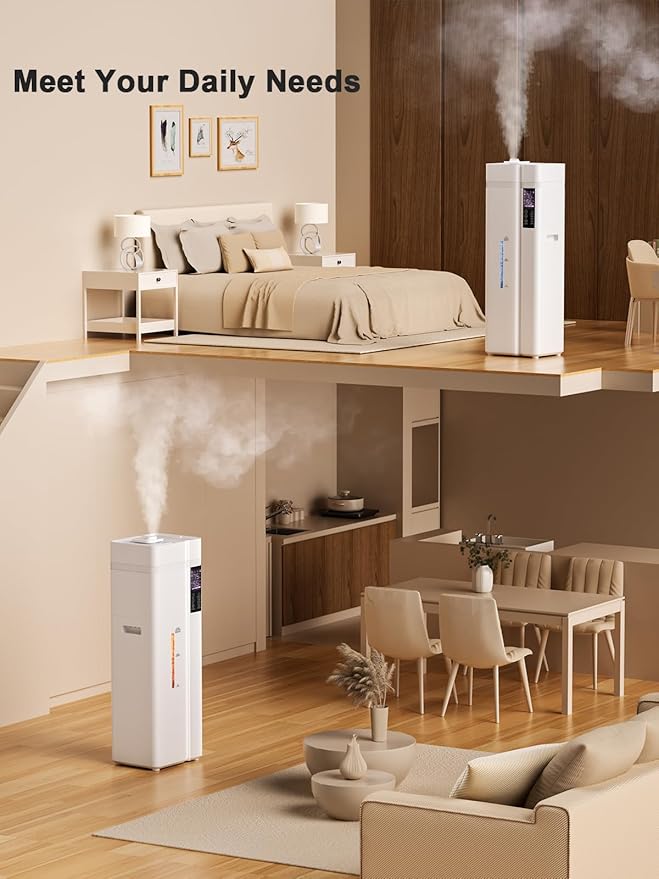 13L/3.4Gal Humidifiers for Bedroom, Ultrasonic Warm & Cool Mist Humidifier Large Room, Covers 800ft², 72H Runtime, 24H Timer, 3 Mist Modes Top Fill Quiet Humidifiers for Home, Office, White