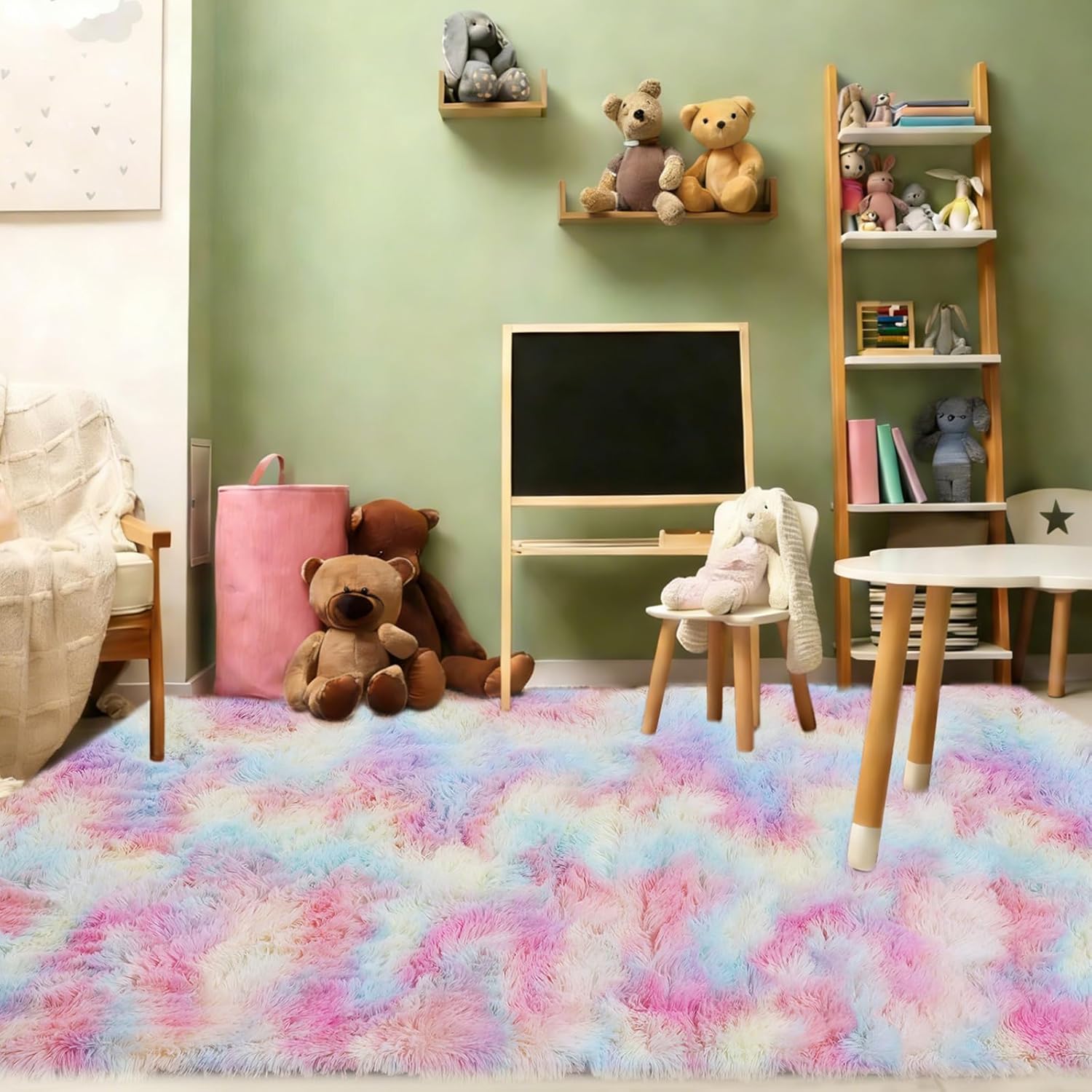 8x10 Area Rugs Living Room, Beige Large Plush Fluffy Bedroom Carpet, Non-Slip Upgraded Indoor Thick Soft Rug, Modern Plush Carpet Suitable for Kids Home Decor Aesthetics Dorm. Dormly