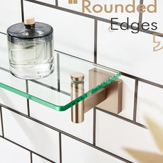 KOKOSIRI Wall Shelves Bathroom Hardware Glass Floating Shelf 12-Inch for Bedroom, Living Room, Kitchen, Hanging Rack Champagne Bronze B1105CPG-L12