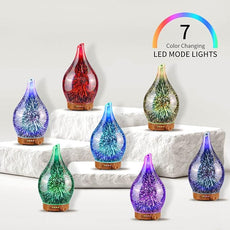 Porseme Essential Oil Diffuser 3D Glass Aromatherapy Ultrasonic Humidifier, Air Refresh Auto Shut-Off, Timer Setting, BPA Free for Home Hotel Yoga Leisure SPA Gift 100ml Last 4h