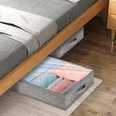 punemi Under Bed Storage Containers, Below 4 Inches Tall Low Profile Underbed Storage, NO STRUCTURE, Soft Foldable Underbed Cloth Storage Bags, Zipper Blanket Storage Container, 2Pack, 20x40x3.7in