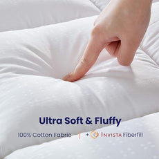 SLEEP ZONE Full Size Cotton Mattress Pad, Machine Washable Mattress Protector Cover, Soft Cotton Top Cooling Mattress Topper Fits 8-21 inch Deep Pocket, Full