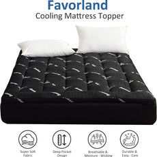 Favorland Mattress Topper Twin Size - Cooling Extra Thick Breathable Viscose Made from Bamboo Mattress pad - Soft Quilted Fitted Mattress Cover with 900 GSM Down Alternative Fill (8-21”Deep Pocket)