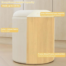 Twira Round Ottoman with Storage Set of 2, Velvet Nesting Ottoman for Living Room,Bedroom,Dorm,RV, Flip-up Lid Coffee Table, Upholstered Makeup Vanity Stool,Multifunctional Foot Rest 330lbs Load Beige
