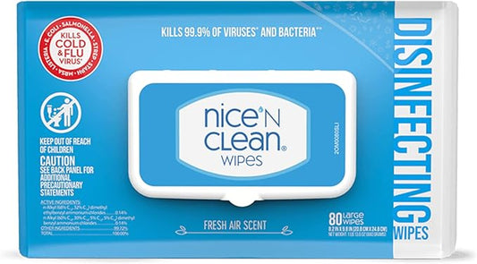 Nice 'N Clean Disinfecting Surface Wipes 80ct | Cleans & Disinfects Home & Kitchen Surfaces | Fresh Scent