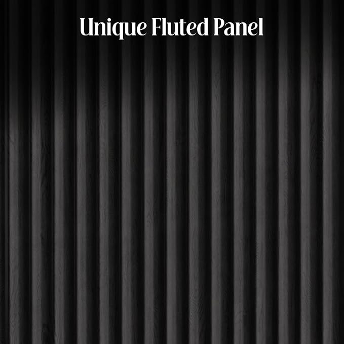 Fluted Buffet Cabinet Sideboard with Storage,Wooden Credenza with 2 Doors&Adjustable Shelve, Modern Accent Cabinets Coffee Bar Bookcase for Living Room,Kitchen Dining Room Entryway 15"D Black