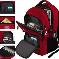 Laptop Backpack,Business Travel Anti Theft Slim Durable Laptops Backpack with USB Charging Port,Water Resistant College Computer Bag for Women & Men Fits 15.6 Inch Laptop and Notebook-Red