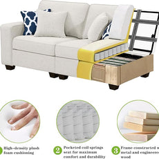 Legend Vansen Modular Sectional Sofa U Shaped Couch with Ottoman Modern Reversible Corner Sectional Couch for Living Room (Cream, U Shaped Sofa-2)