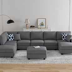 Legend Vansen Modular Sectional Sofa U Shaped Couch with Ottoman Modern Reversible Corner Sectional Couch for Living Room (Dark Grey, U Shaped Sofa-4)