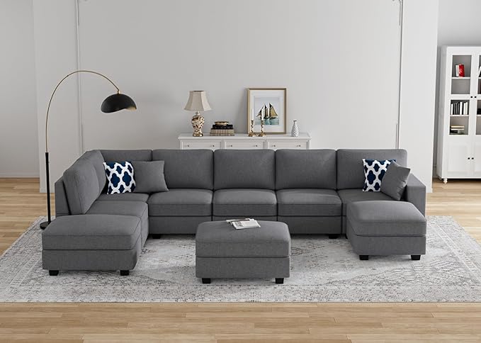 Legend Vansen Modular Sectional Sofa U Shaped Couch with Ottoman Modern Reversible Corner Sectional Couch for Living Room (Dark Grey, U Shaped Sofa-4)