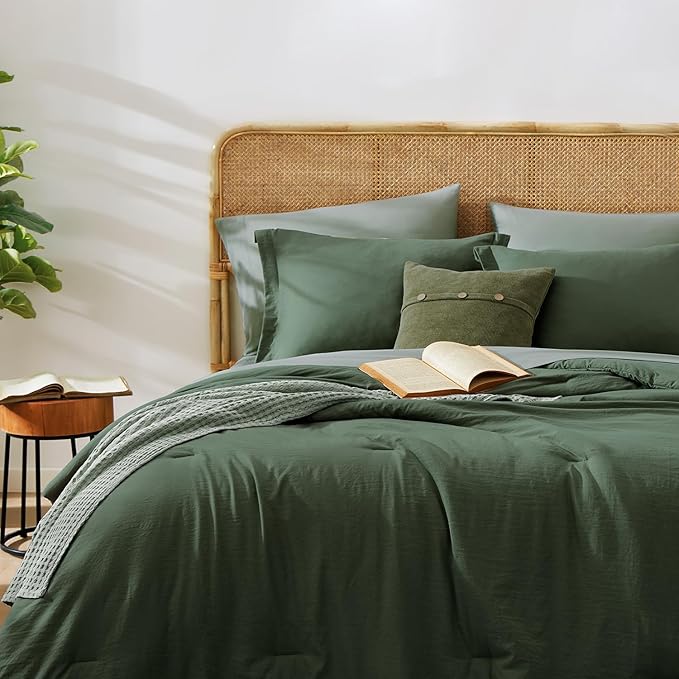 WRENSONGE Full Size Comforter Set- 7 Pieces Deep Forest Bed in a Bag Full Size Comforter with Fitted Sheet, Flat Sheet, 2 Pillow Shams, 2 Pillowcases, Warm Bedding Sets for All Season