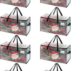 VENO 8 Pack Moving Bags, Christmas Storage Bins, Moving Boxes Alternative, Comforter and Blanket Storage Bags, College Dorm Packing Supplies, Foldable Heavy-Duty Tote (Clear, 8 Pack)