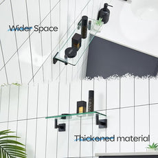 KOKOSIRI Wall Shelves Bathroom Hardware Glass Floating Shelf 16-Inch for Bedroom, Living Room, Kitchen, Hanging Rack Oil Rubbed Bronze B1105ORB-L16