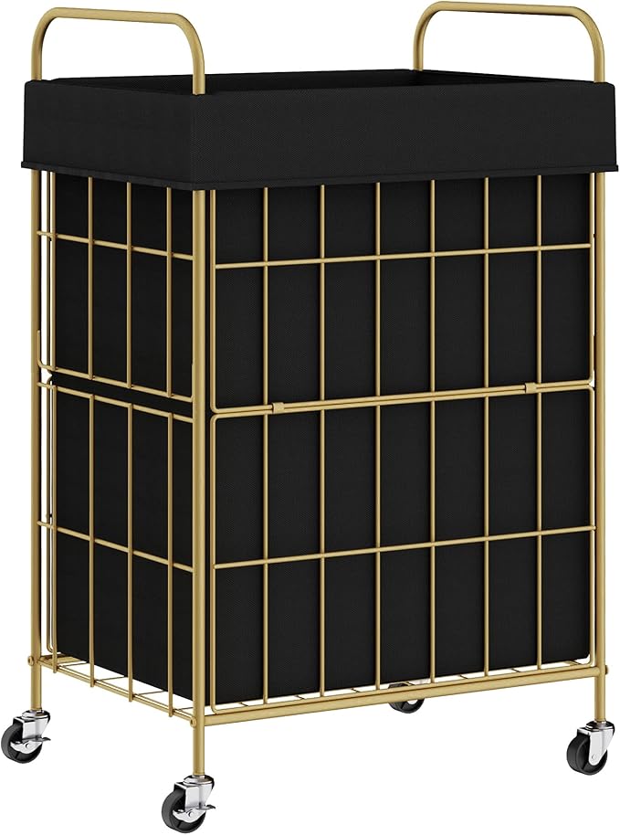 Laundry Hamper with Wheels, 90L Laundry Basket with Handle, Laundry Sorter with Removable Liner Bag