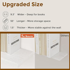 Fun Memories 32 Inch Floating Shelves, Wall-Mounted Bathroom Shelves Set of 2, 9.3 Inch Deep Floating Shelf Bookshelf for Living Room, Bedroom, Heavy-Duty Deep Storage Shelf for Wall, White Color