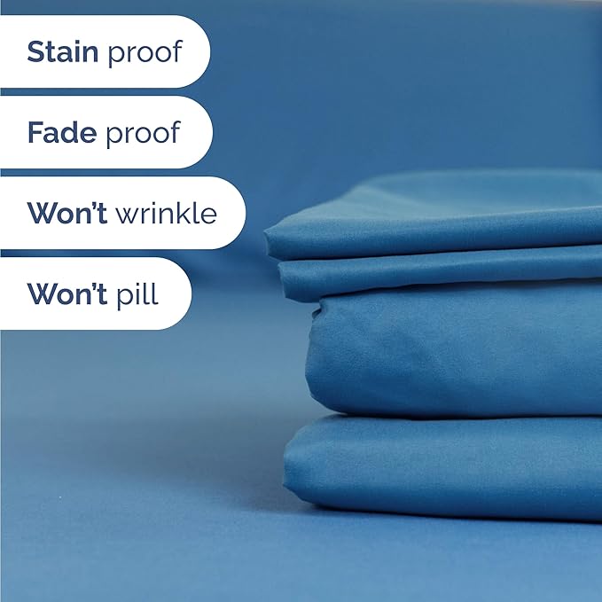 Twin 4 Piece Sheet Set - Cooling & Breathable Bed Sheets - Hotel Luxury Bed Sheets for Women, Men, Kids & Teens - Bedding with Deep Pockets & Easy Fit - Soft and Wrinkle Free - Twin Denim Blue Sheets
