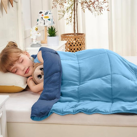yescool Blue Weighted Blanket 7 Pounds Cooling Weighted Lap Blanket, Heavy Blankets for Sleeping, Weighted Throw Blanket Gift for 60-80lbs, 40"x60"