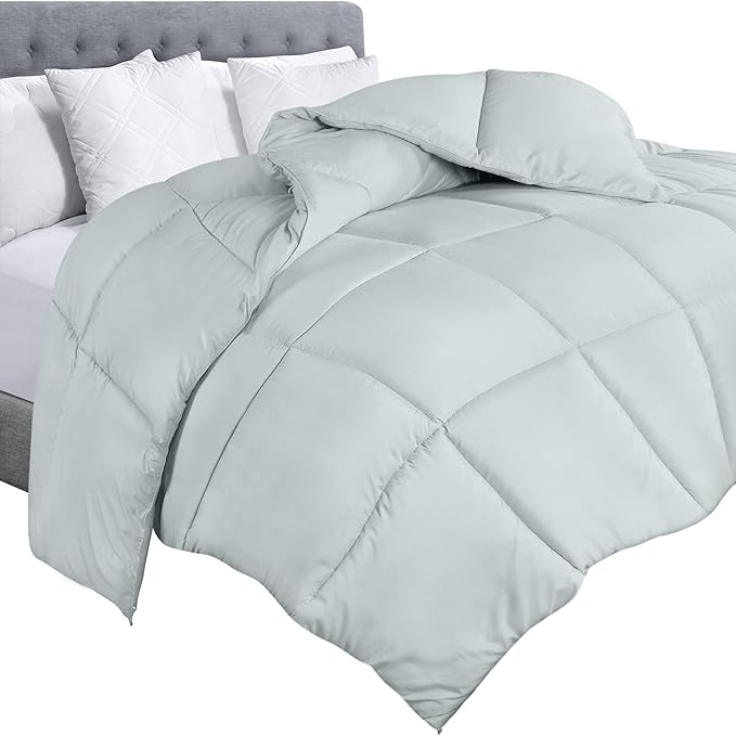 Utopia Bedding Comforter Duvet Insert, Quilted Comforter with Corner Tabs, Box Stitched Down Alternative Comforters Twin Size (Light Grey)