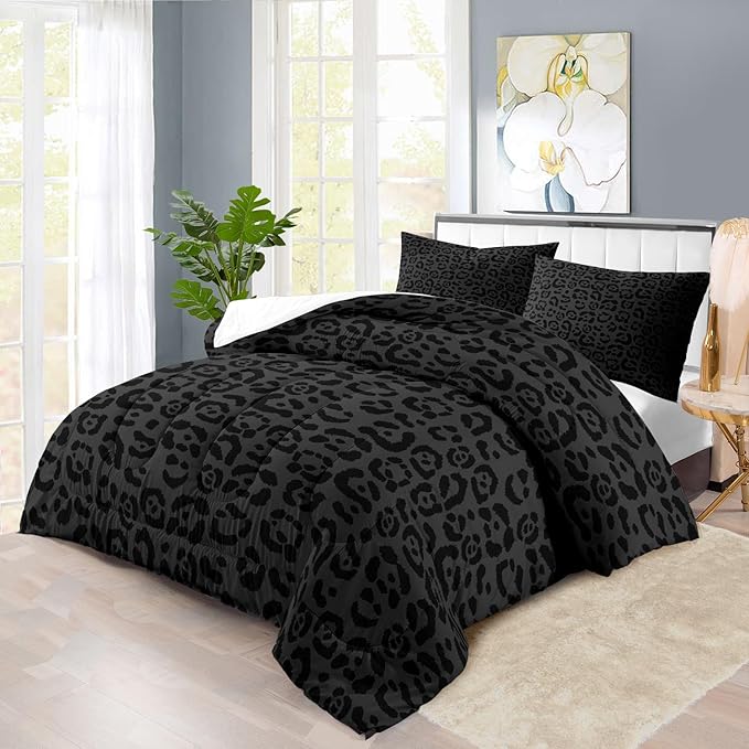 Black Cheetah Print Comforter Set Twin Girls Animal Black Leopard Print Comforter Boys African Leopard Bedding Set Twin African Cheetah Bedding Room Decor