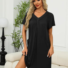 Ekouaer Women Robe Zipper Front Mumu Duster Robes Zip Up Housecoat Soft Sleepwear with Pockets