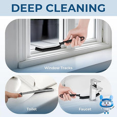 Crevice Cleaning Brushes, Scrub Brush for Hard to Reach Small Space, Home Essentials, Cleaning Supplies, Cleaning Tools for Household Use, Bathroom, Shower, Kitchen, Window, Toilet (3, Black)