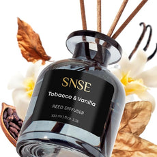 SNSE Tobaco & Vanilla Perfumed Reed Diffuser Set - Premium Reed Diffusers for Home with Diffuser Reeds, Luxurious Gift Aroma, Sophisticated Scent, Ideal for Relaxation, Elegant Home Fragrance